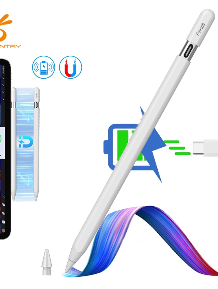 Magnetischer Hochpräzisions-Eingabestift für iPad, Typ-C-Aufladung, Handflächenabweisung, Neigungsempfindlichkeit, POM-Spitze, CE ROHS-zertifiziert
