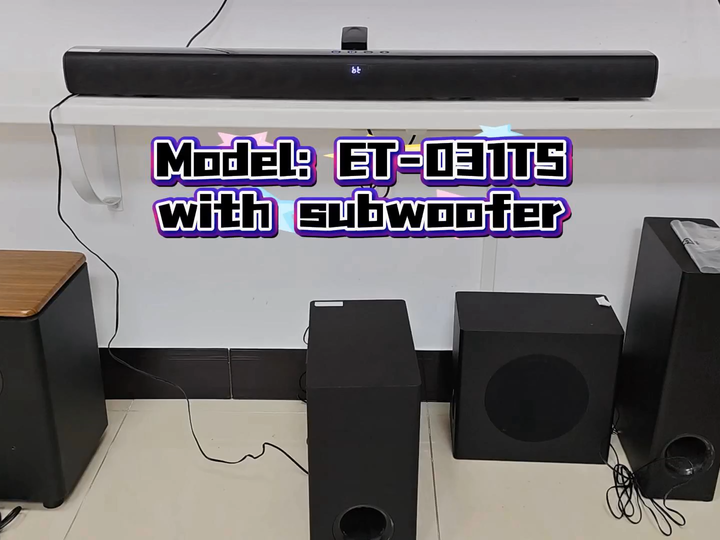 Dernière barre de son Bluetooth 2.1ch d'usine en gros, avec USB, Aux, Optical, HDMI ARC, avec fil, puissance de sortie : 60W