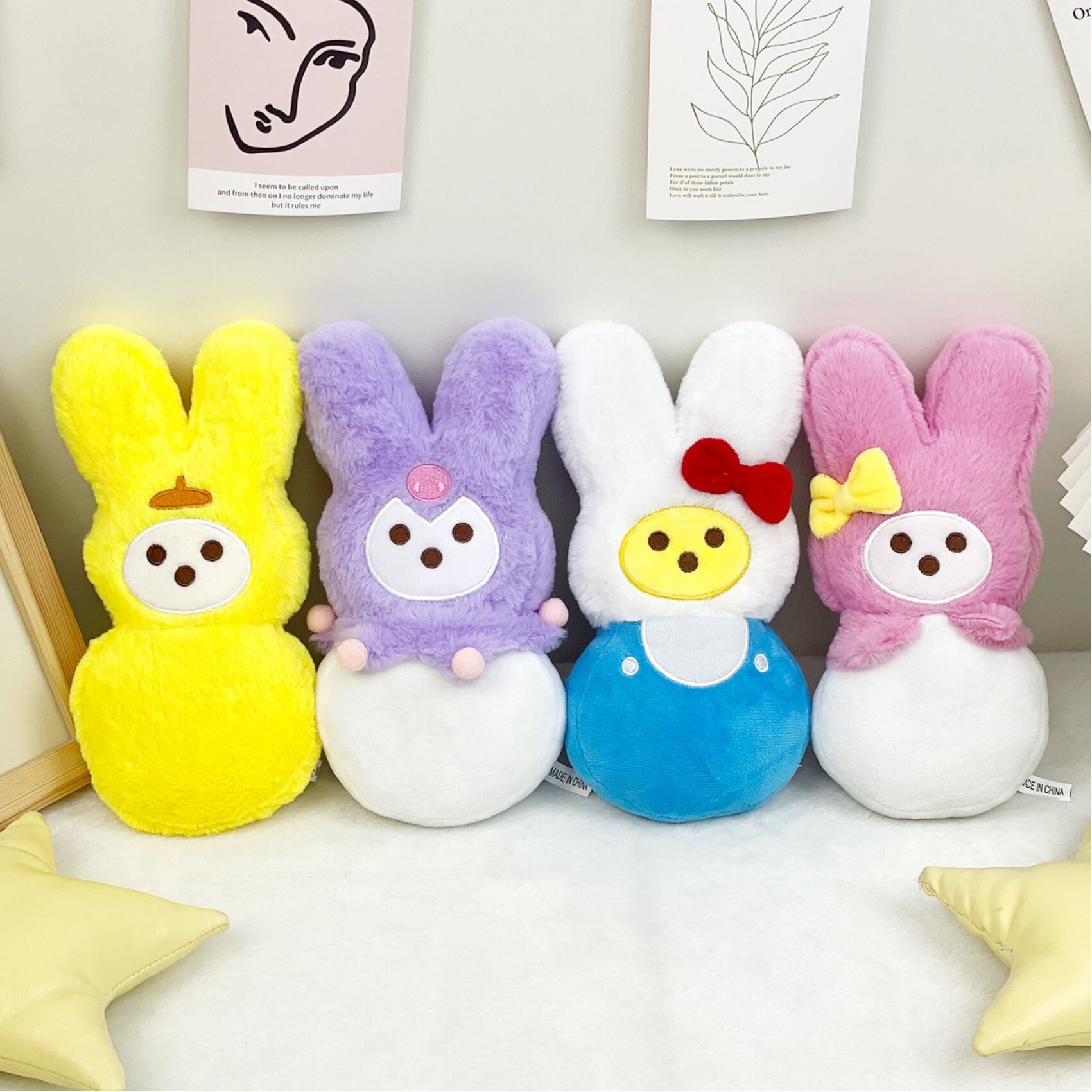 Wholesale cute animal cat bear rabbit plush keychains bag pendants