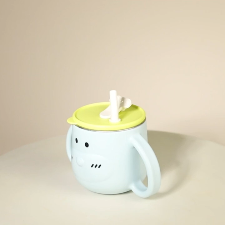 Tasse à lait pour enfants, tasse à eau, tasse à paille à boire directement pour bébé, avec échelle, tasse d'apprentissage à boire en acier inoxydable 316L, pour la maison