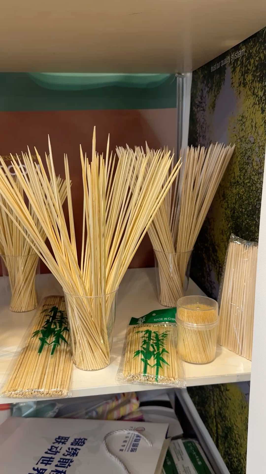 Espetos bambu descartáveis churrasco partes