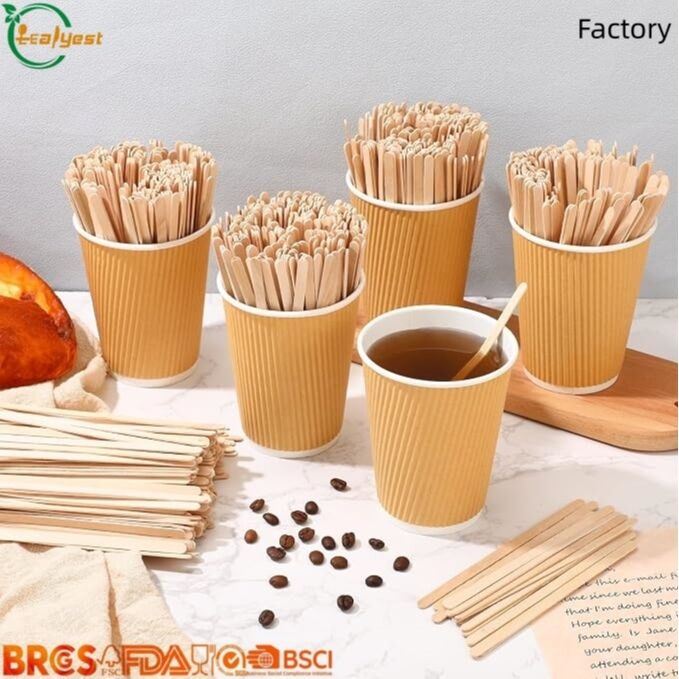 Biodegradable Wood Coffee Stirrer FSC Certified Food Grade Compostable Stirring Sticks for Commercial Use