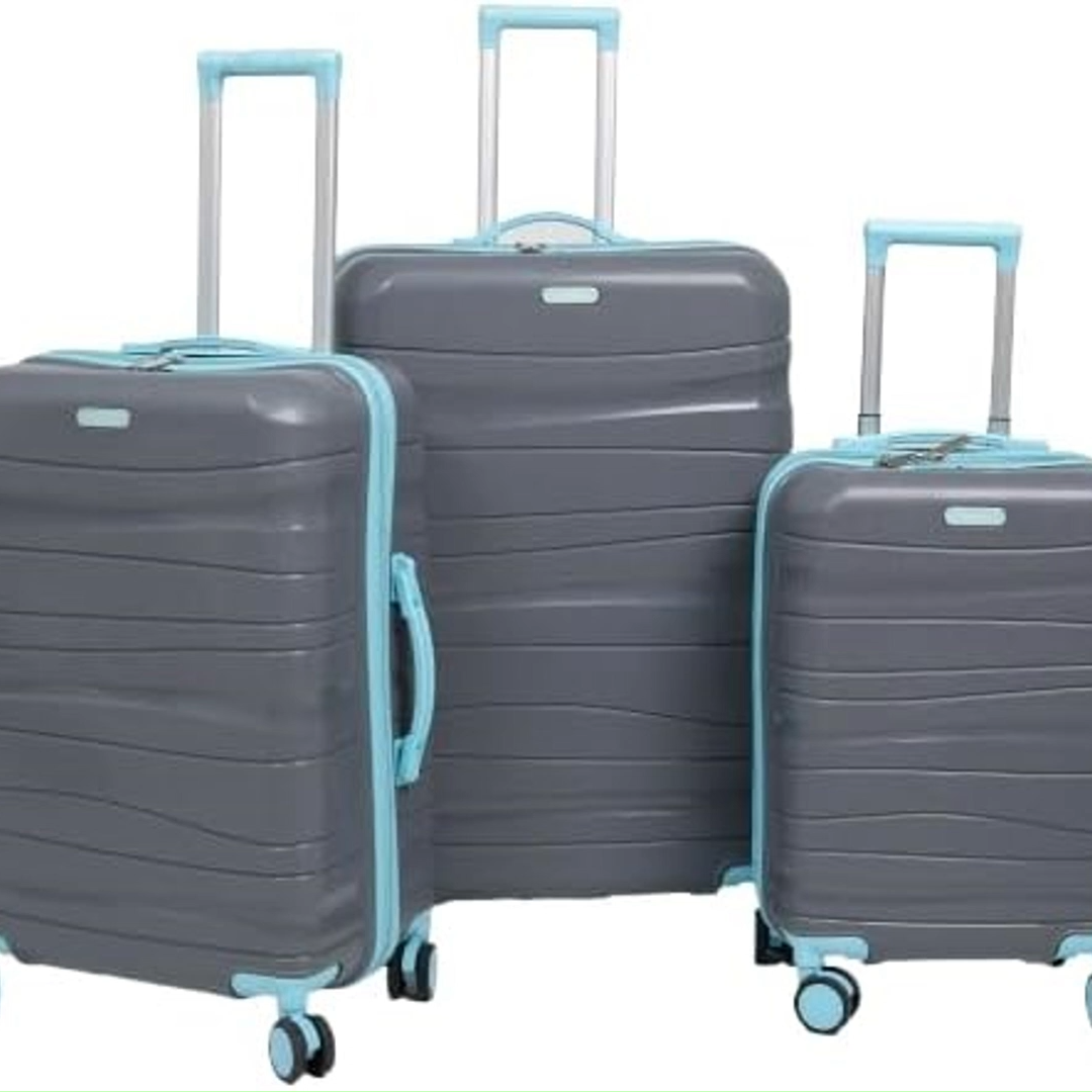 3 Piece Lightweight Polypropylene Hard shell Luggage Set with Removable Spinner Wheels, Airline Approved Carry On,luggage