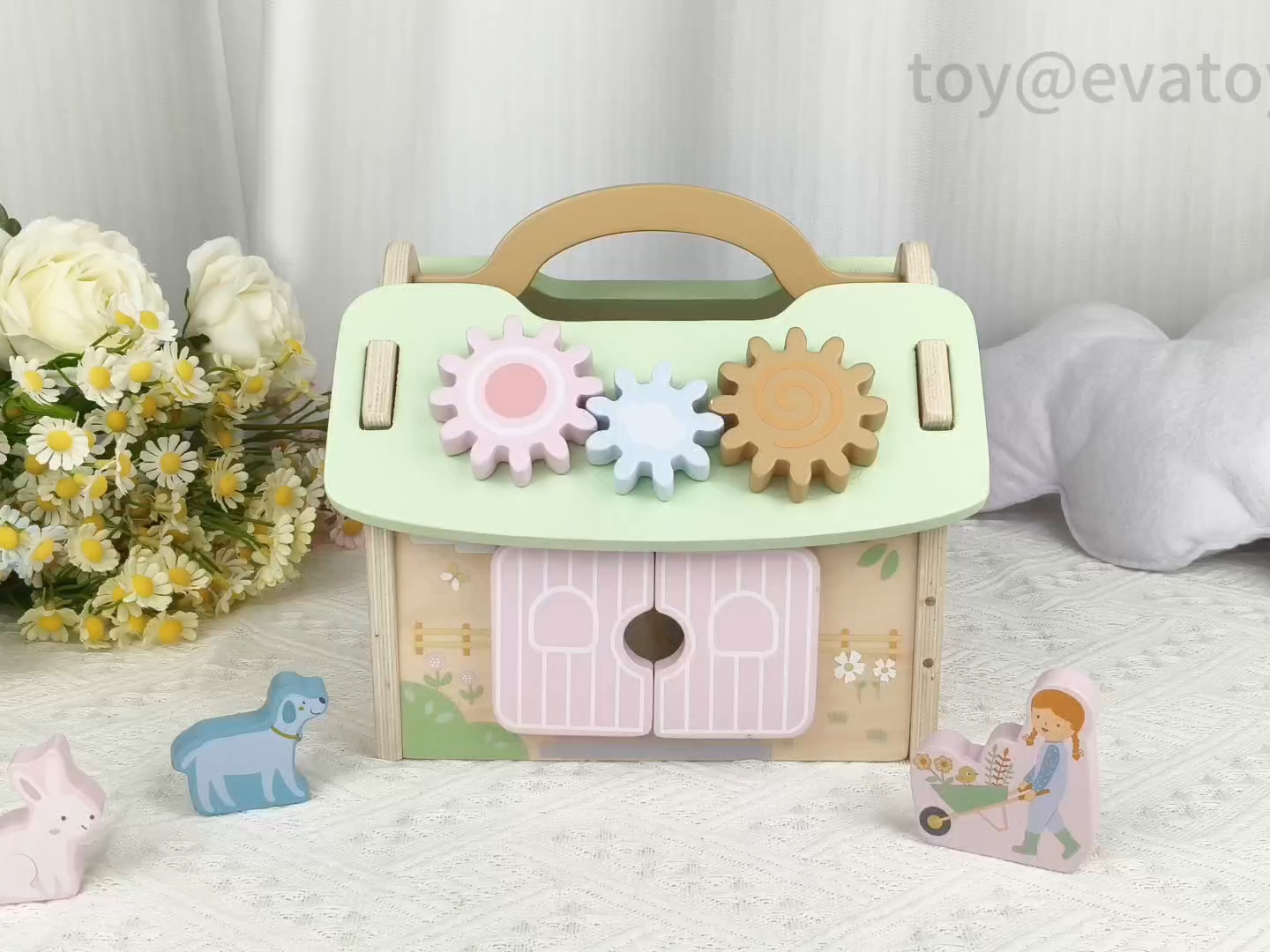 Tri de forme de maison en bois et ensemble de jouets assortis-comprend des formes animales et géométriques pour enfant en bas âge fine motricité W12D763
