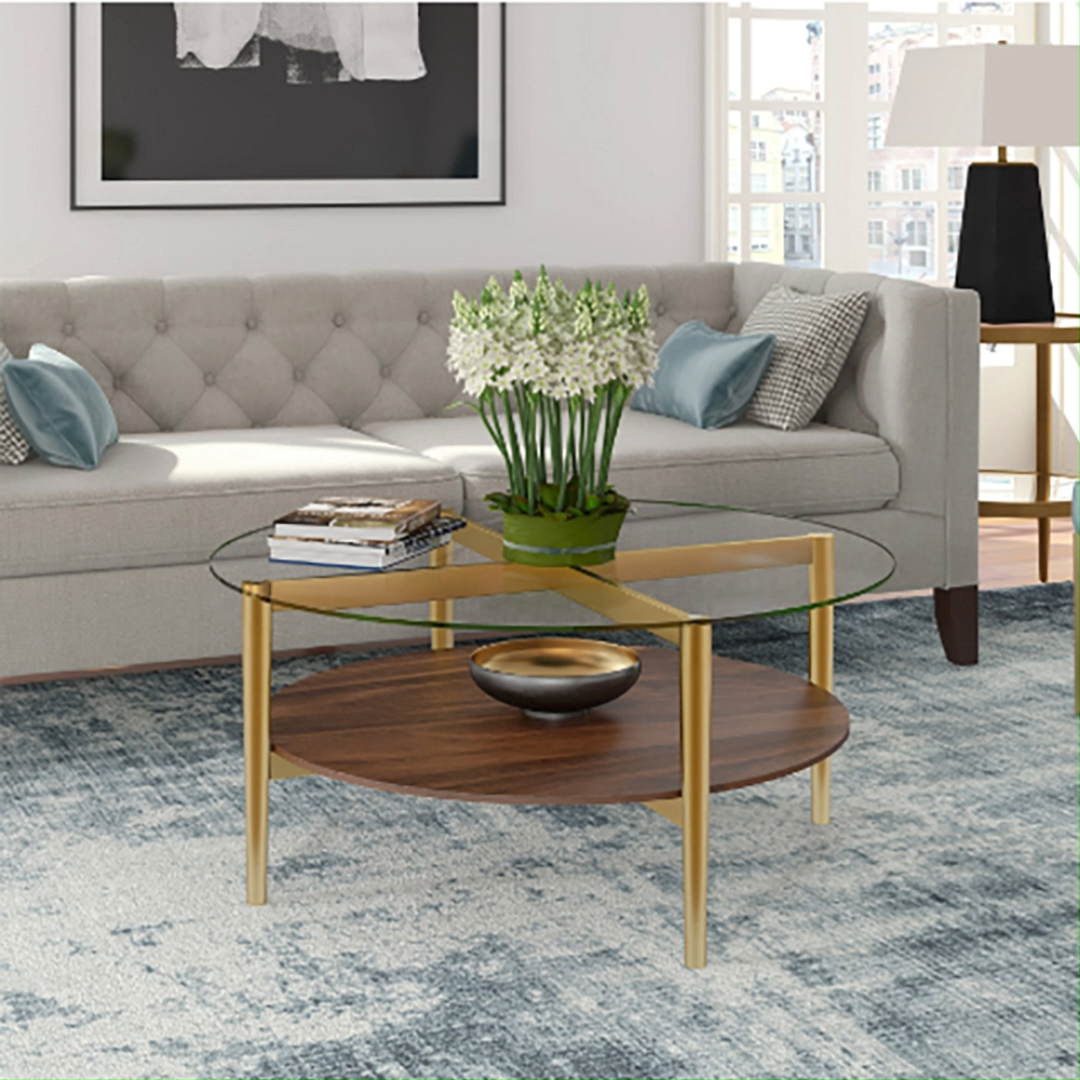 Table Basse Moderne pour Salon, Design en Bois, Table de Thé Ronde en Bois pour la Maison