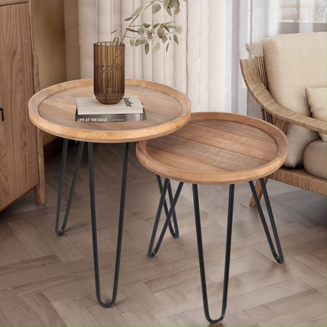 Chambre à coucher en bois table d'appoint salon blanc rond fin table basse canapé coin table basse 3 pièces ensemble