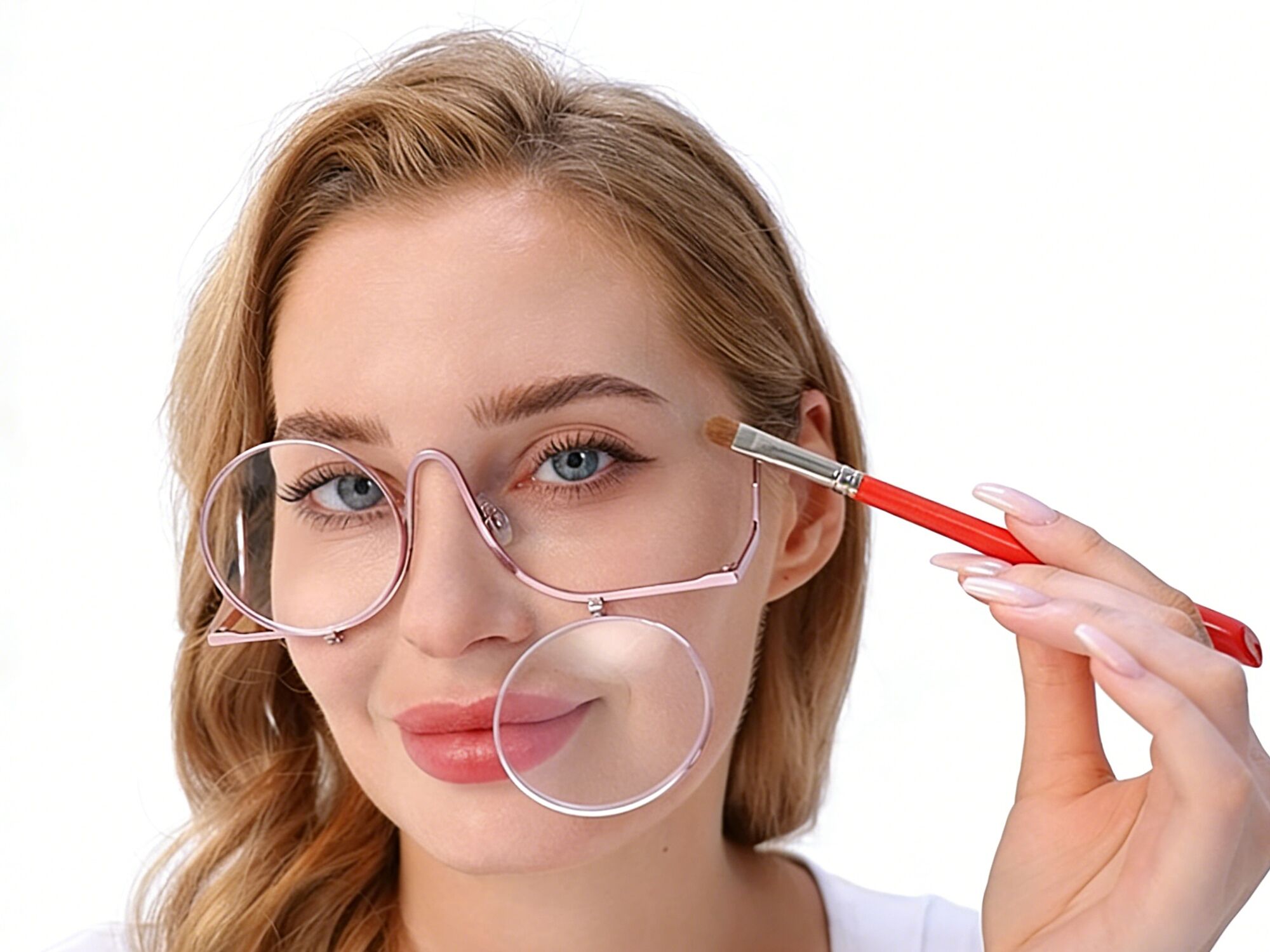 OEM Wholesale New Design Women's Fashion Metal Reading Glasses for make up,Flippable lenses,Logo Customized