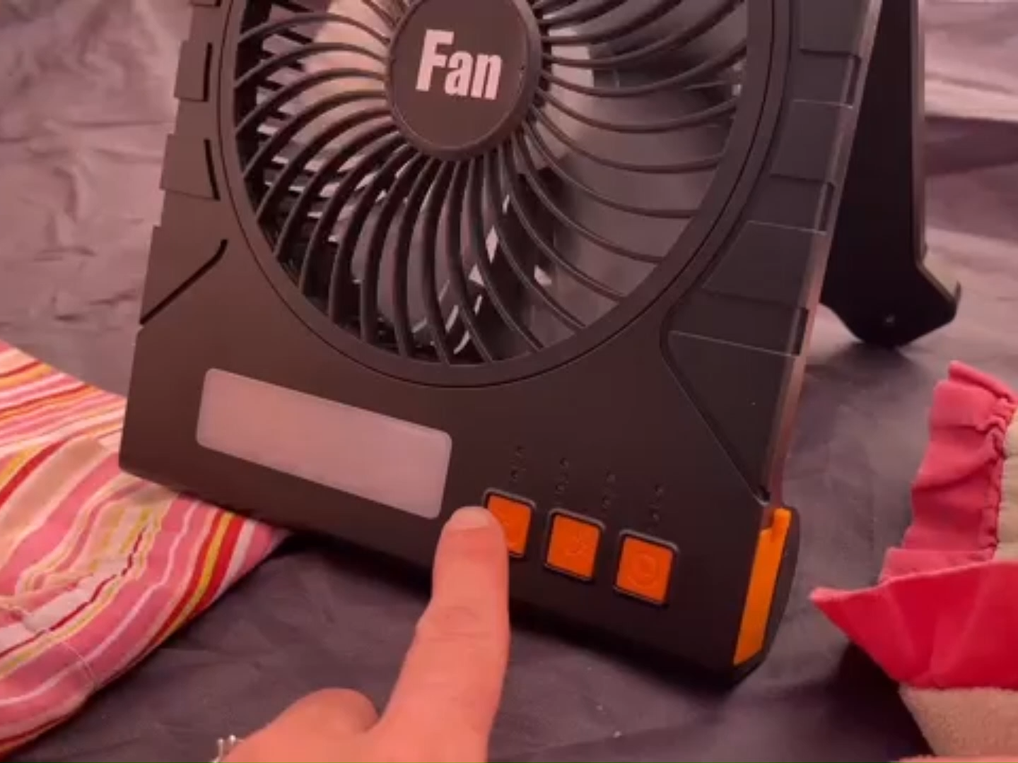 Portable Camping Fan Rechargeable 4000mAh Power Bank Outdoor Solar Fan with 90 Oscillation Foldable Fans (Orange)