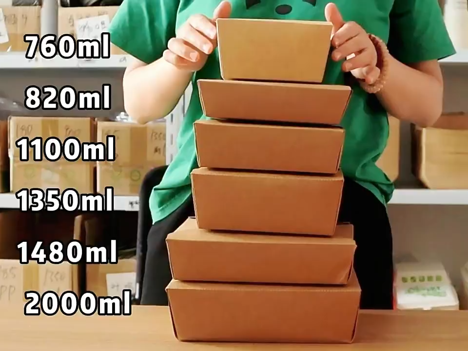 New supplier Custom Folding Paper Takeout Disposable Food Grade Container Paper Packaging Kraft Box