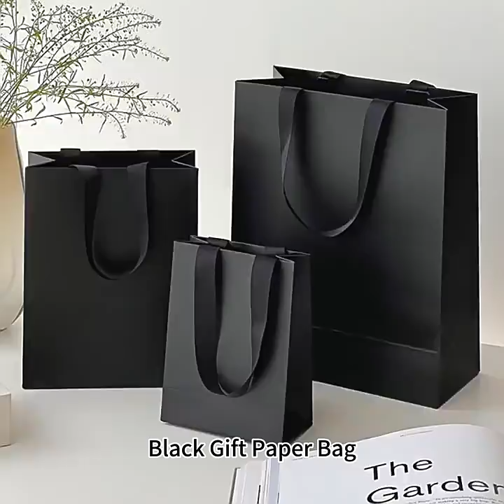Paper Gift Bags with Ribbon Handles Are Reusable for Birthdays Christmas and Other Occasions.