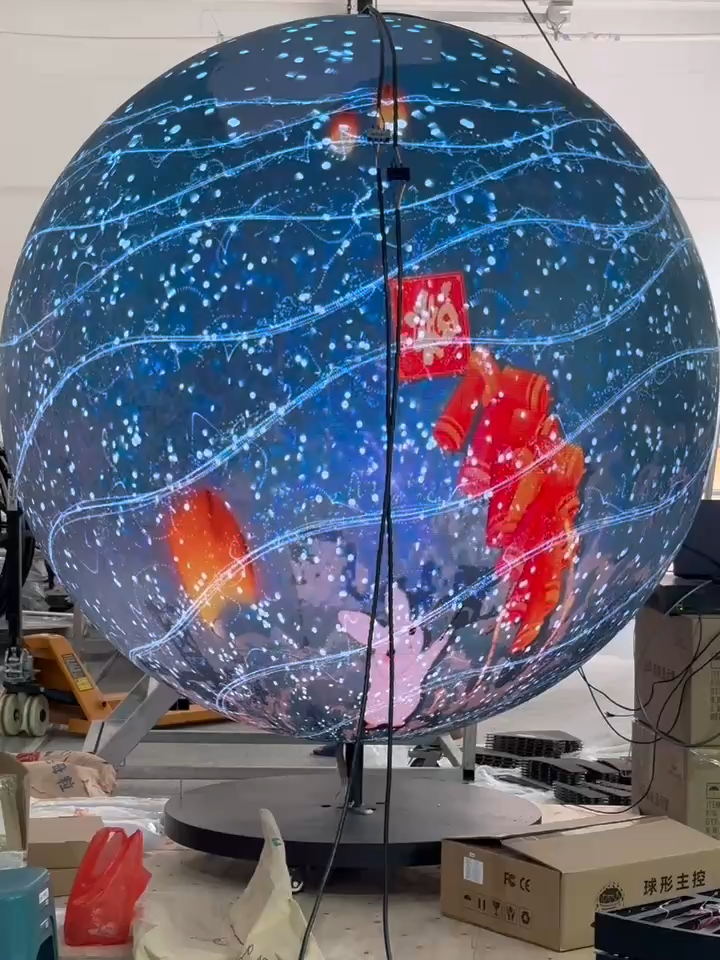 Layar Bola LED P1.95 Kustom, Layar LED Bola Tampilan Penuh 360° untuk Pameran Museum Iklan