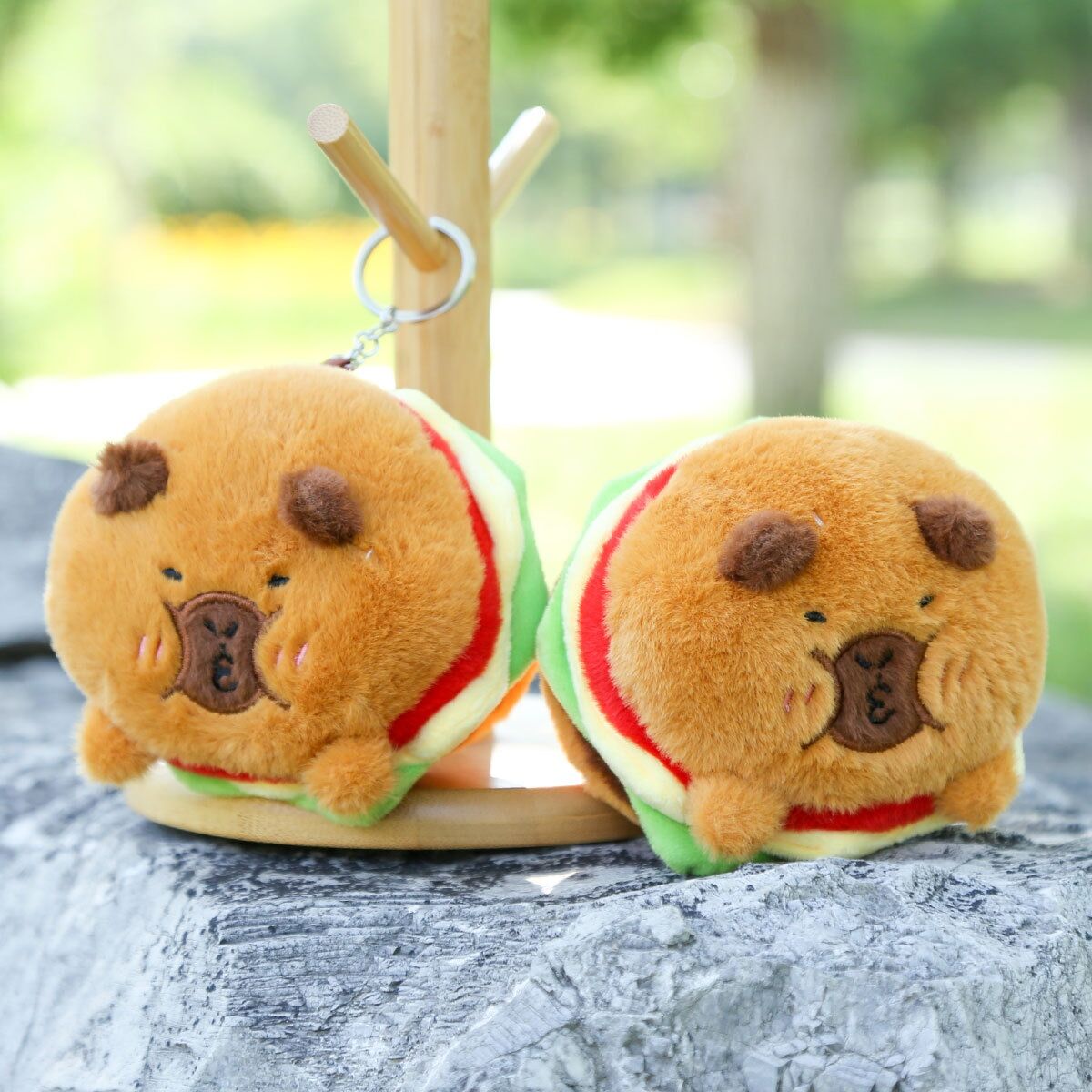 Manufacturer custom bread soft plush keychains bag pendants