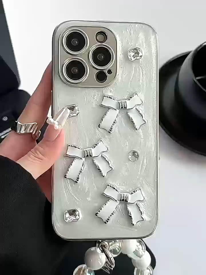 Nouvelle coque de téléphone portable avec strass en arc tridimensionnel avancé pour iPhone 15 Pro Max, 14 Pro, 13 Pro Max, design 2025