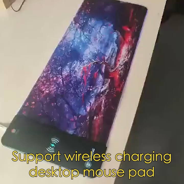 Tapis de souris extra large à chargement sans fil, tapis de souris rapide, grand tapis de chargement rapide en caoutchouc avec motif personnalisé