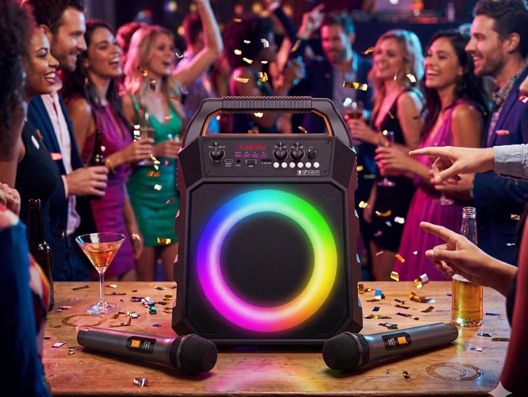 La Fête Partout ! Enceinte Karaoké Portable Best-Seller 2026 avec Lumières RVB
