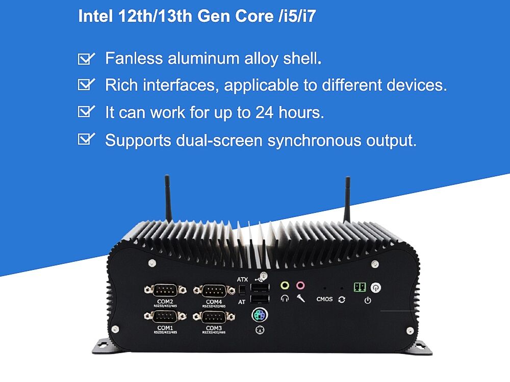 Eglobal Industrie Mini PC Windows 11 Intel Core i7-1260P Unterstützung VGA + HD Dual Display Ausgabe Synchron