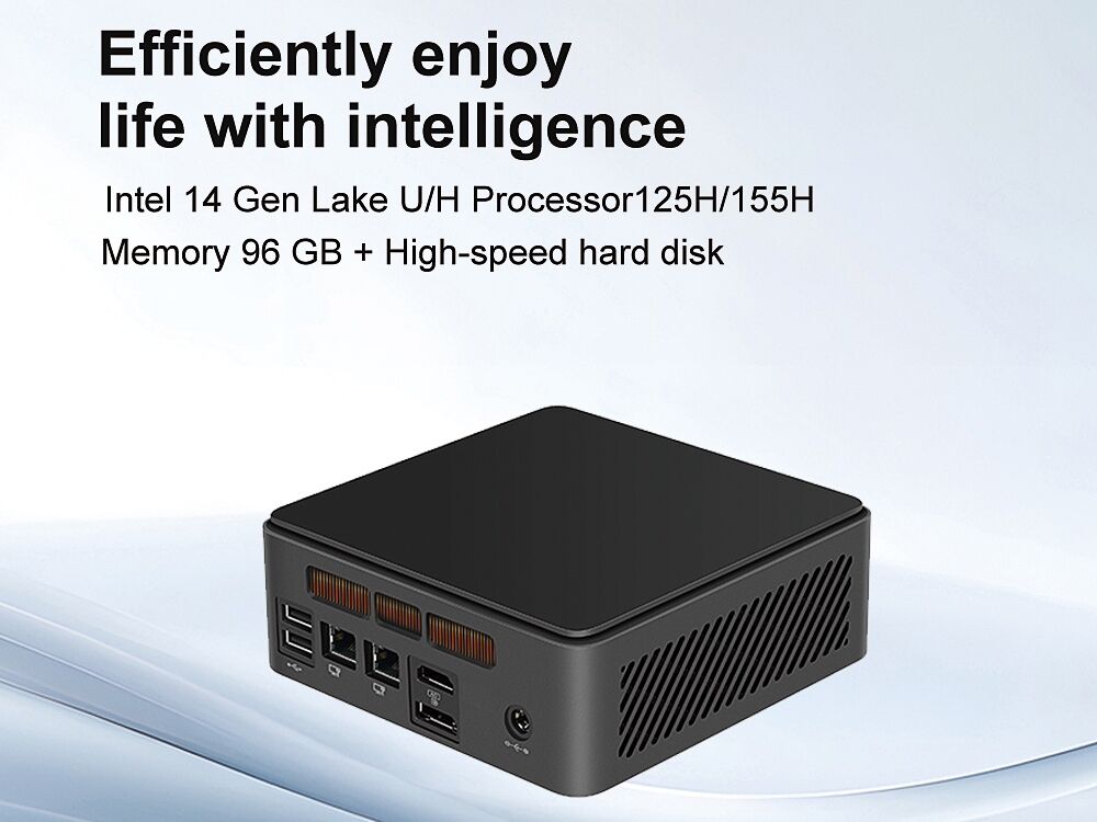 Mini PC EGLOBAL 14th Gen Ultra7 155H, RAM DDR5 hasta 96GB, Doble SSD M.2, Triple Pantalla Tipo-C+HD+DP, PC Gaming 8K