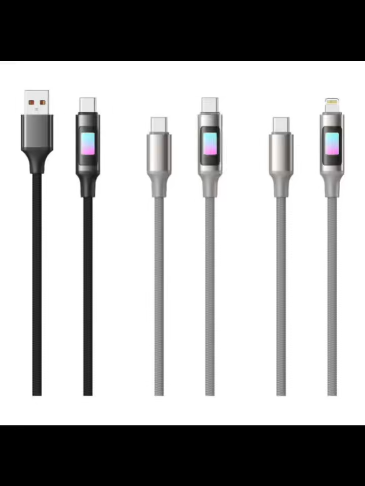 Cable Trenzado de Carga Rápida de 100W con Luz LED Gradiente de Color Tipo C Dual - Cordón de Nailon Reforzado de Calidad Premium