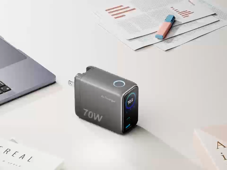 70W Smart Charger with Retractable Cable 2C1A Triple Ports Wall Charger for Multi-Device Efficiency