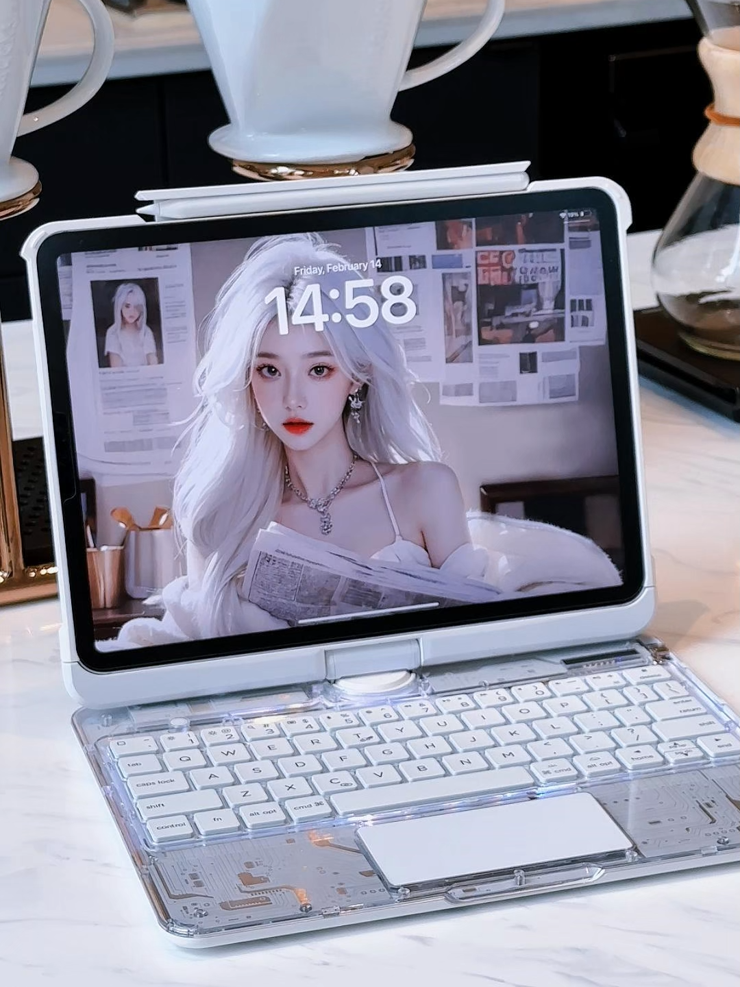 IFacemall Custom Magnetic Wireless Keyboard Tablet Case for iPad Pro 11inch/iPad Air 4/ 5/ 6/ Air M3 2025