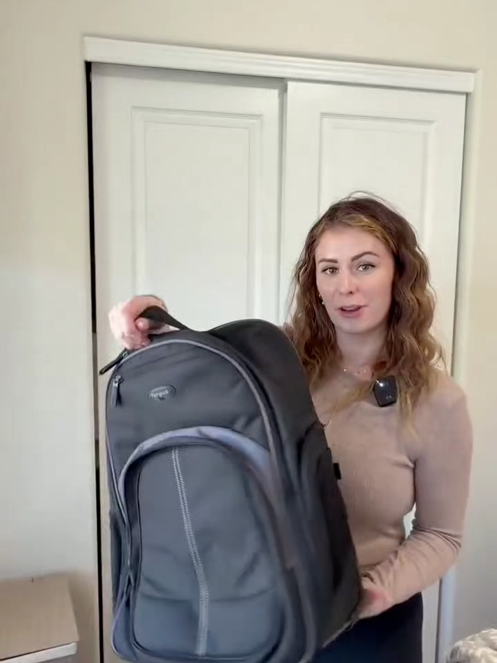 16 Inch Compact Rolling Backpack, Black - Wheeled Travel Bag Fits Laptops Up to 16 inch