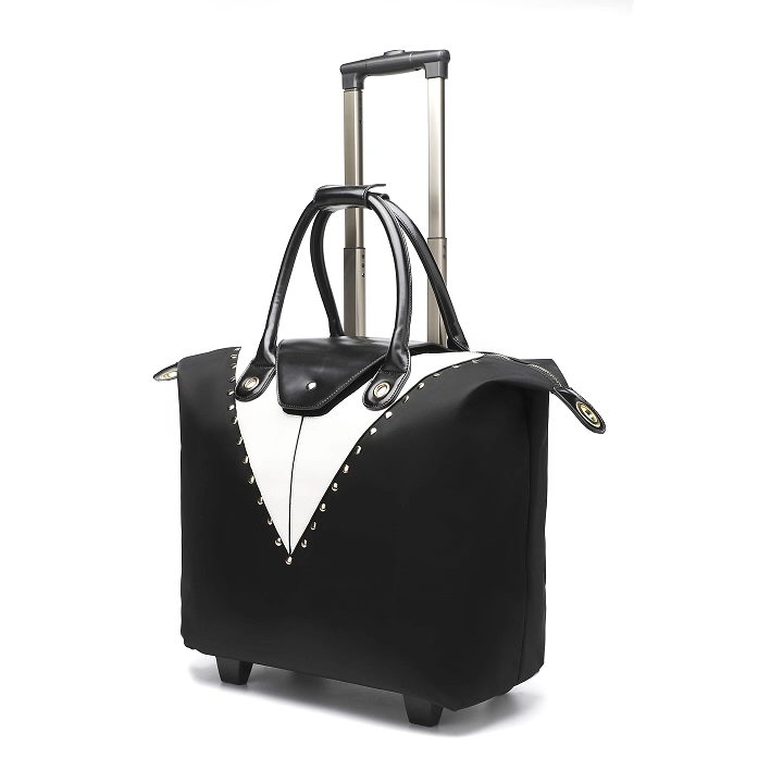 Sac à Dos Trolley à Roulettes 19 Pouces Imperméable pour Ordinateur Portable, Polyester Unisexe, Fermeture par Zip, Sac de Voyage