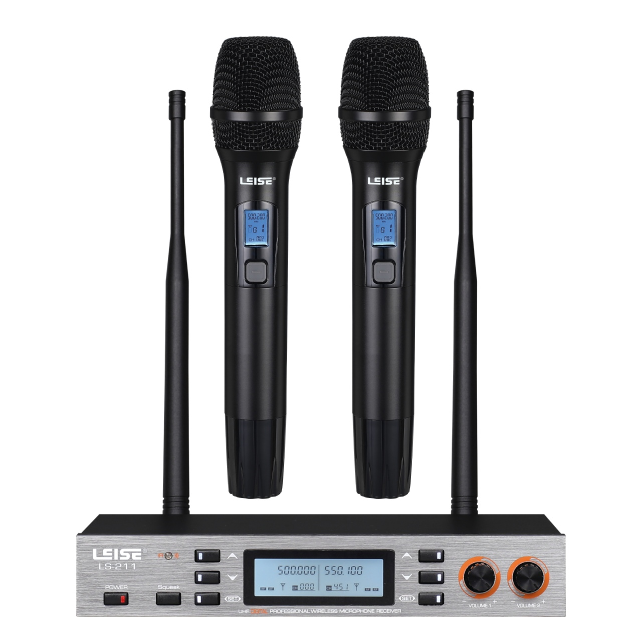 Drahtloses digitales UHF-Doppelkanal-Mikrofon aus Metall zum Fabrikpreis