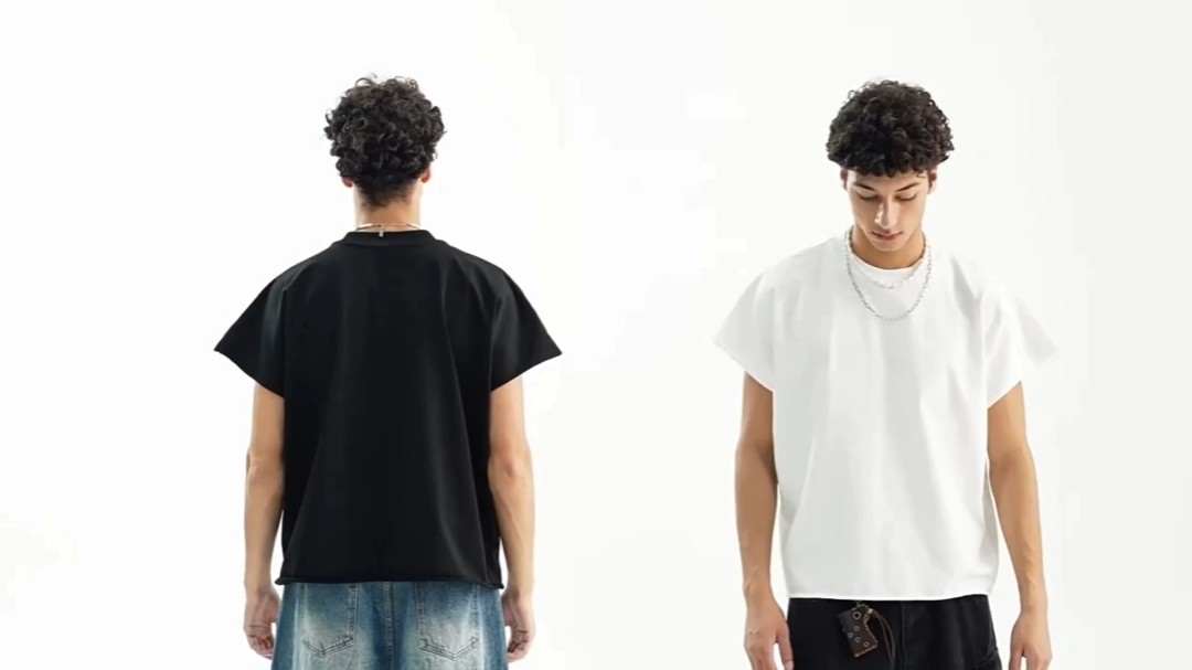 L'été nouveau lâche décontracté déchiré en détresse déchiré T-shirt noir hommes