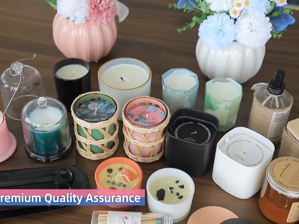 Bougies en Cire de Soja Parfumées Personnalisées d'Usine, Bougies en Plâtre en Relief Colorées en Pot, Bougies en Plâtre Faits Main pour Décoration de Luxe