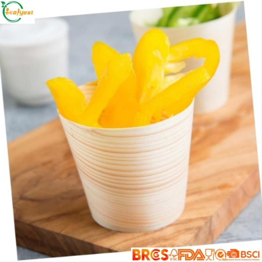 Grosir Cangkir Kayu Birch Sekali Pakai, Cangkir Makanan Penutup Kayu Biodegradable Ramah Lingkungan