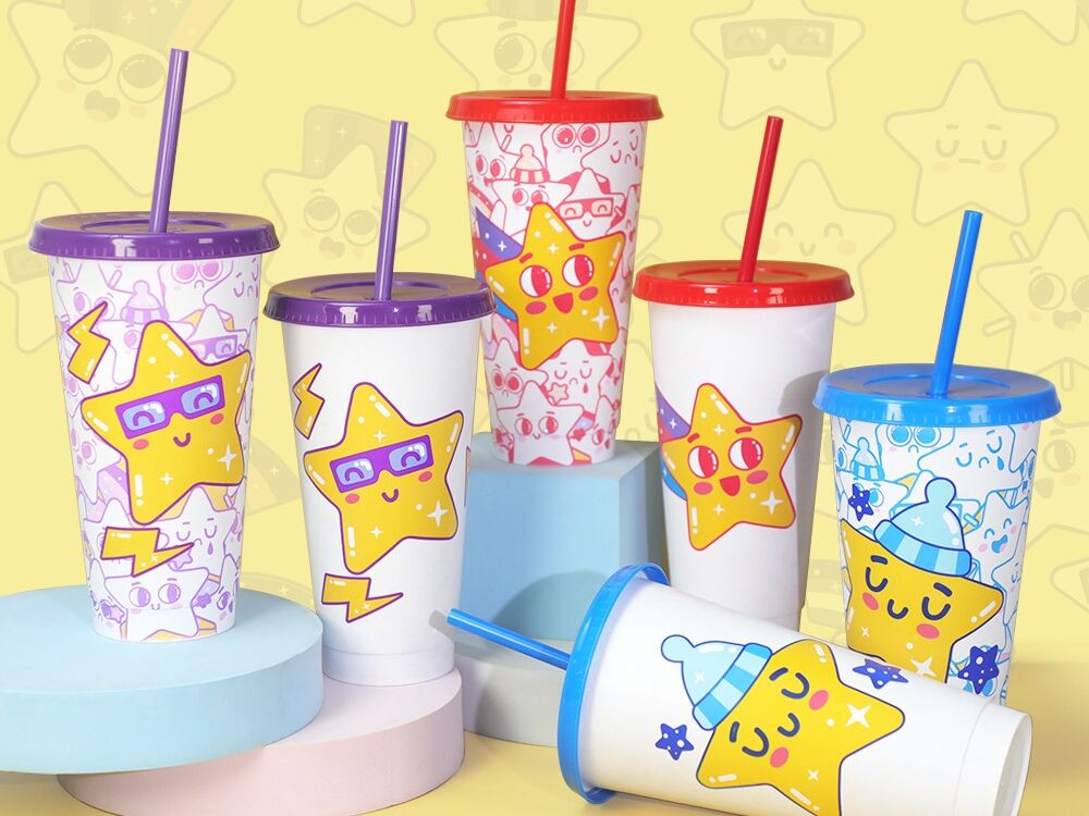 Custom Plastic Bottle 450- 710ml Water Cup Color-Changing Tumblers Christmas Cup for Holiday