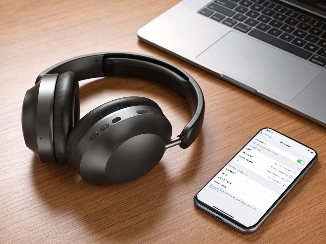 Kabelloses Headset mit aktiver Geräuschunterdrückung, starkem Bass - Kopfhörer mit Geräuschunterdrückung für Geschäftskunden