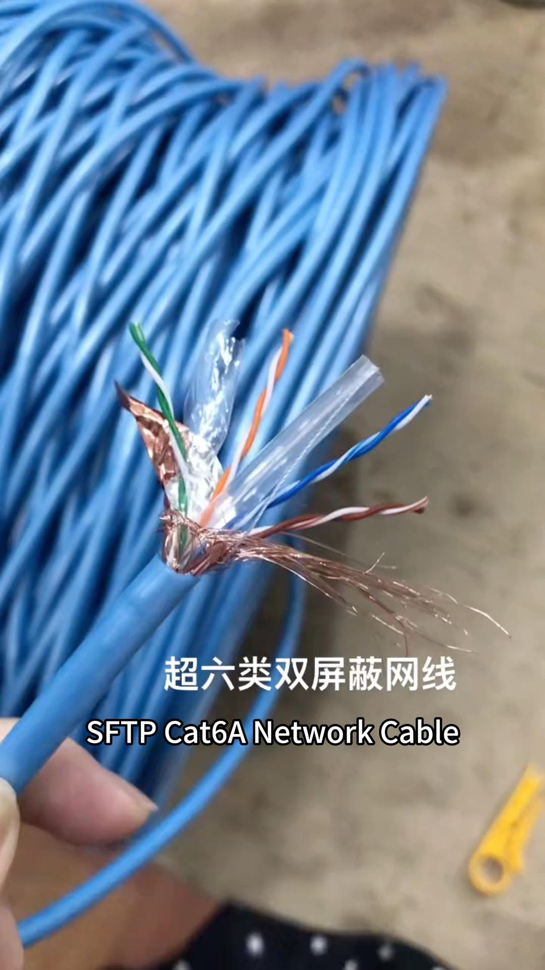 Cat6A SF/TP Ethernet Cable 1000ft Certified 100% Solid Pure Copper High-Performance Ethernet Cable Cat 6a for Structured Cabling