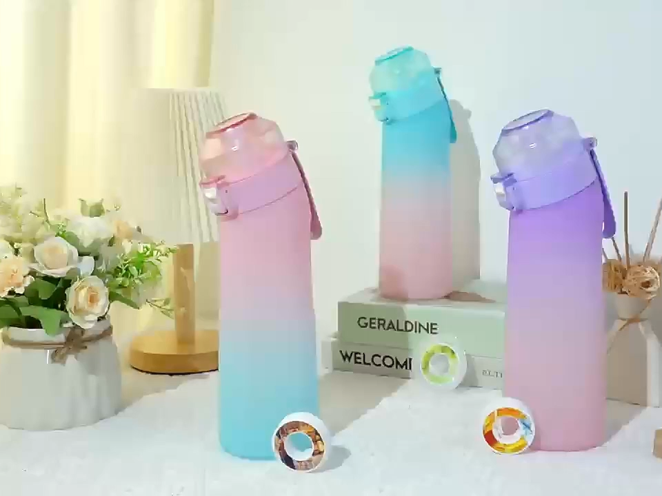 Botella de Agua de Plástico Tritan de 650ml Libre de BPA con Cazoletas de Sabor para Beber con Aroma a Fruta