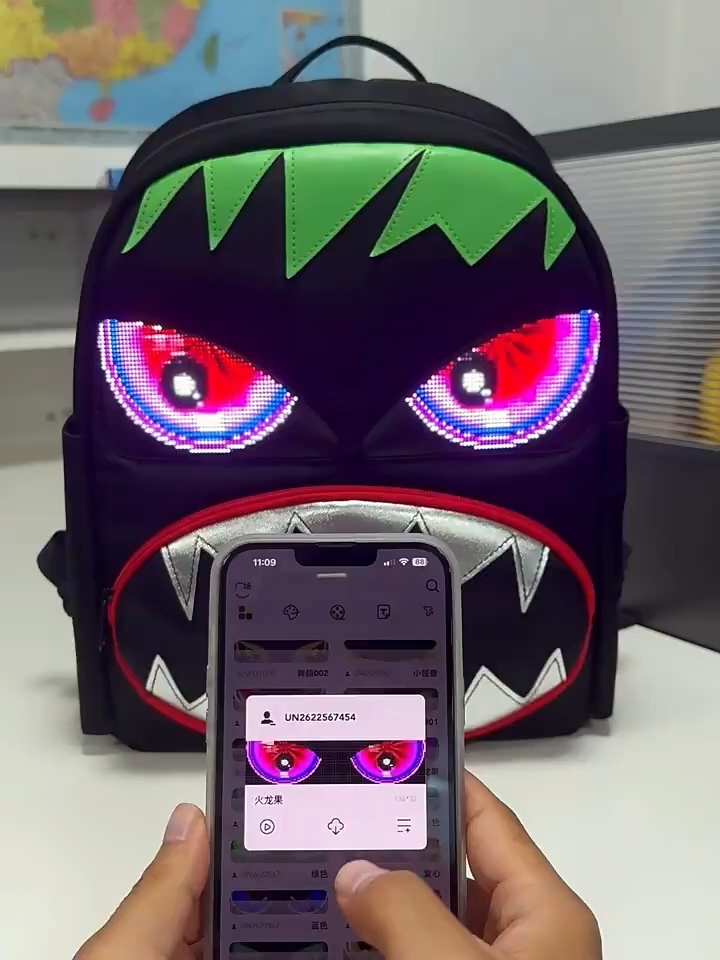 Ransel LED Interaktif dengan Layar Mata yang Dapat Dipersonalisasi Kontrol APP Cerdas, Dapat Diprogram - Hadiah Anak