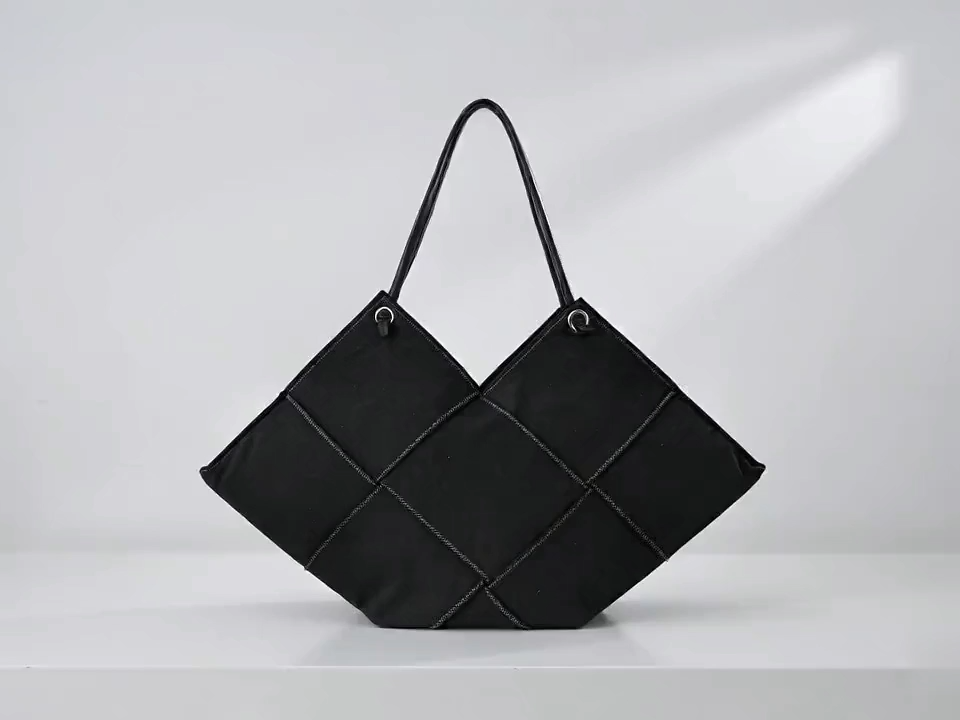 Tas Tote Ringan Kepang Bahan Felt - Desain Luas, Kasual, Modern, Tekstur Artisanal, 100% Poliester