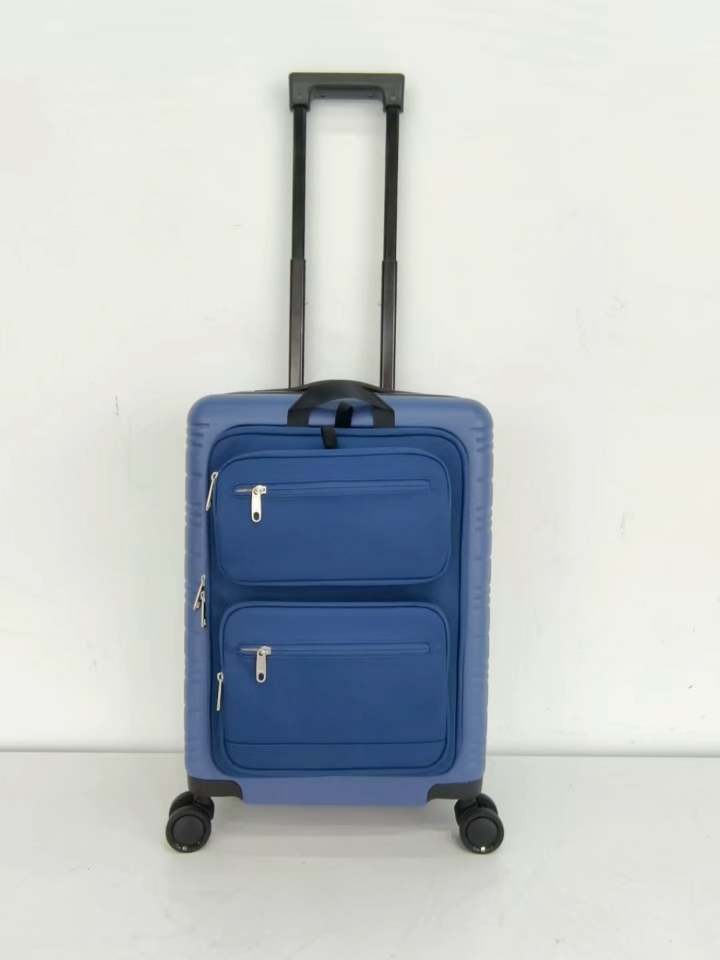 Bagage Cabine à Ouverture Frontale, Valise Rigide avec Poche en Tissu Détachable, Bagage de Voyage à Roulettes Spinner 20 Pouces avec Serrure TSA
