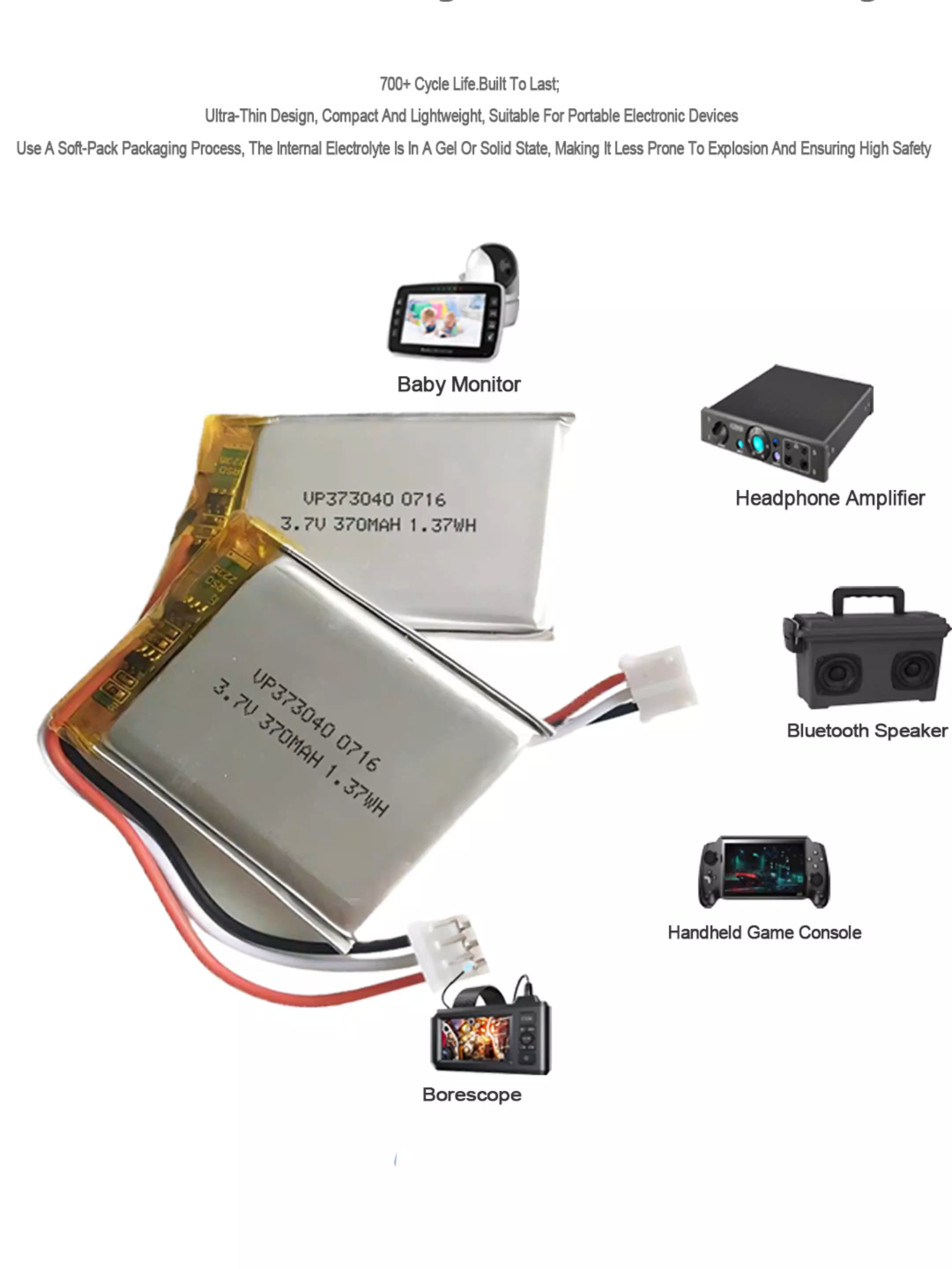 3.7V 3000mAh VP884467 Li-po Lithium Polymer Battery Cell with PCB & Wires for Laptop PC | Professional Battery Manufacturer