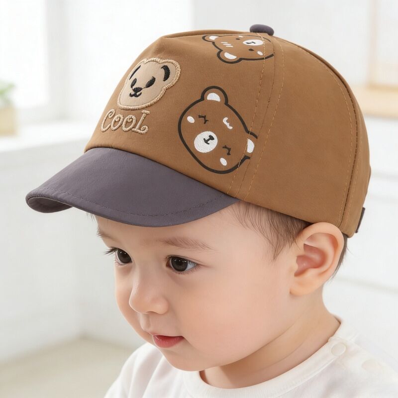 New Spring Autumn Kids Cartoon Bear Baseball Cap, Cute Sun Protection Visor Hat for Baby Boys Girls