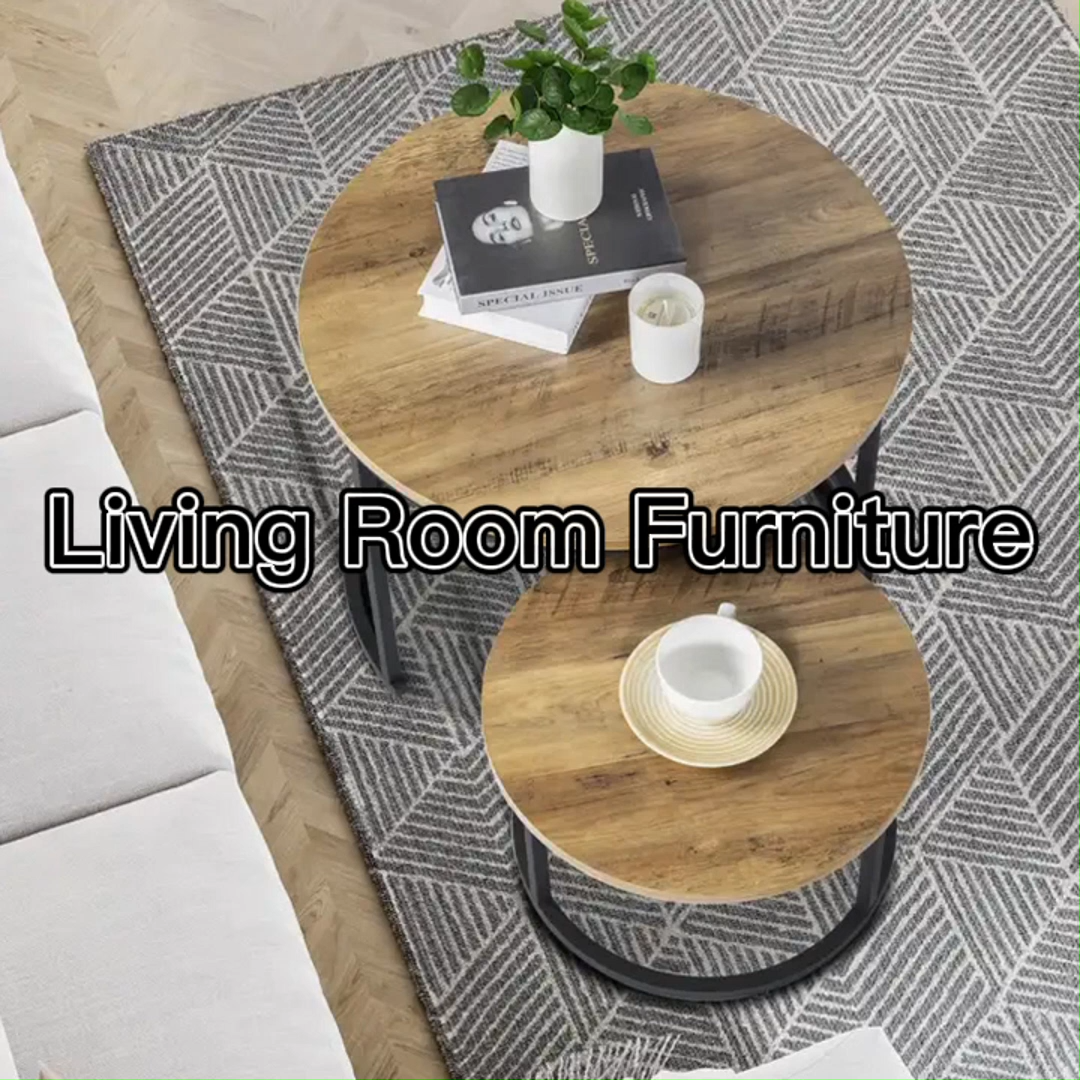 Round Coffee Table, 31.5" Farmhouse Circle Center Table Modern Wooden Accent Cocktail Table