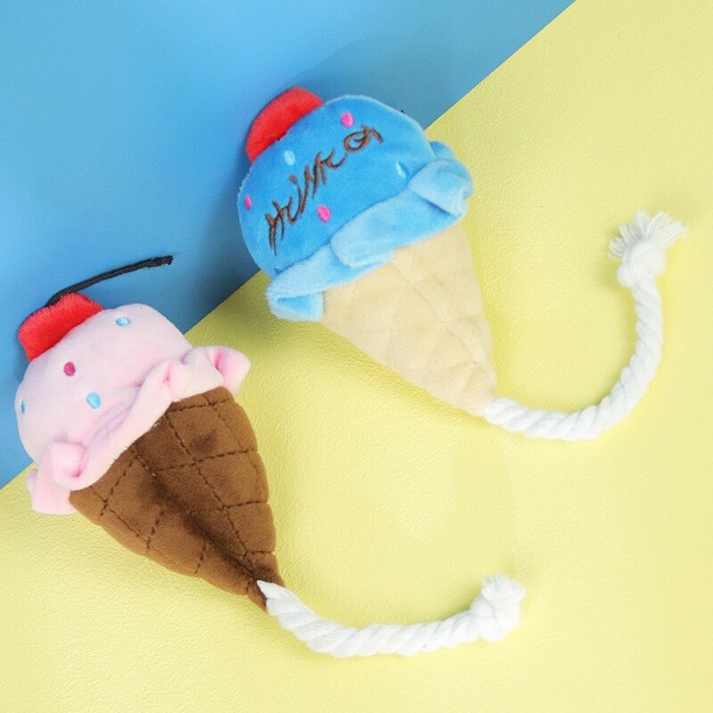 Wholesale Custom Pizza Shape Stuffed Pet Toys Squeaky Plush Dog Toys