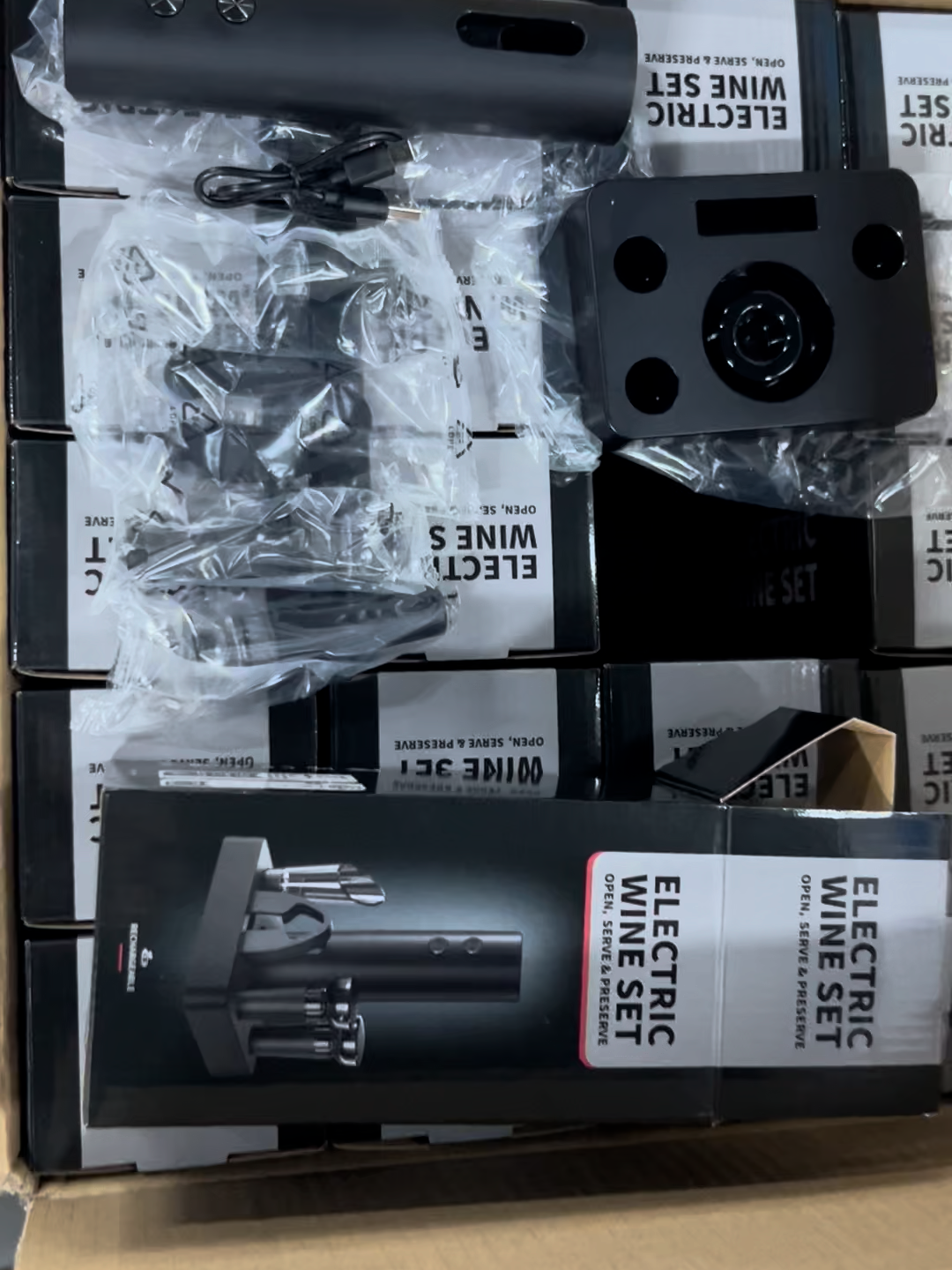 Elektrischer Weinöffner Geschenkset mit Ladestation und Folieneschneider