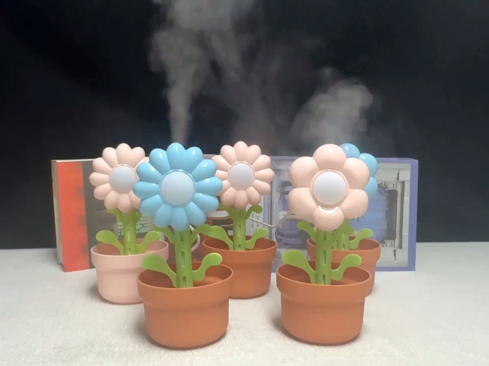 New Design 280ml Air Humidifier 280ml 2 Mist Modes Mini Flower Talk Humidifier for Bedroom Bedside Decoration Holiday Display