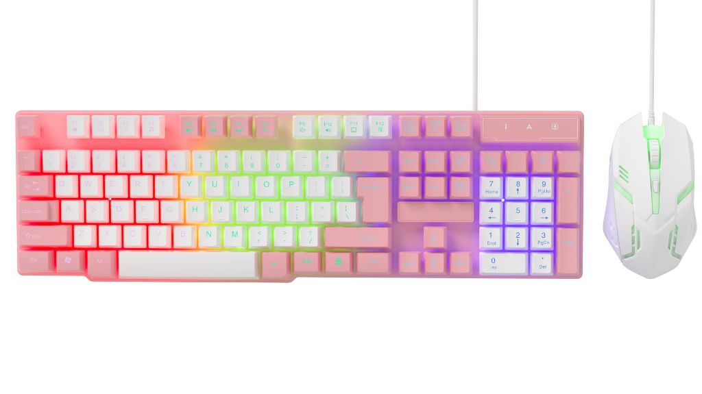 Compact et portable, avec éclairage statique arc-en-ciel et clavier et souris 2-en-1 à film carbone haut de gamme, idéal pour les gamers, etc.