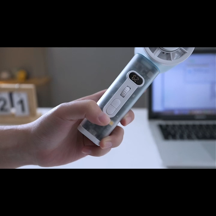 Neuer multifunktionaler Hochgeschwindigkeits-Handventilator, wiederaufladbar, tragbar, für Camping im Freien, mit drehbarem Kopf und LED-Licht