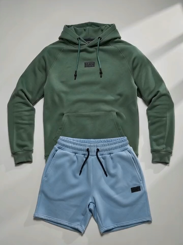 Regular Fit Active Hoodie & Short Tracksuit Set-Performance Fabric, Coordinated Athletic Look, Cotton-Polyester Blend S-5XL