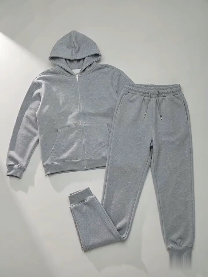 Tall Regular Zip Through Hooded Tracksuit Set with Straight Leg Cuffed Jogger-Designed for Taller Frames, Cotton-Poly Blend S-2X