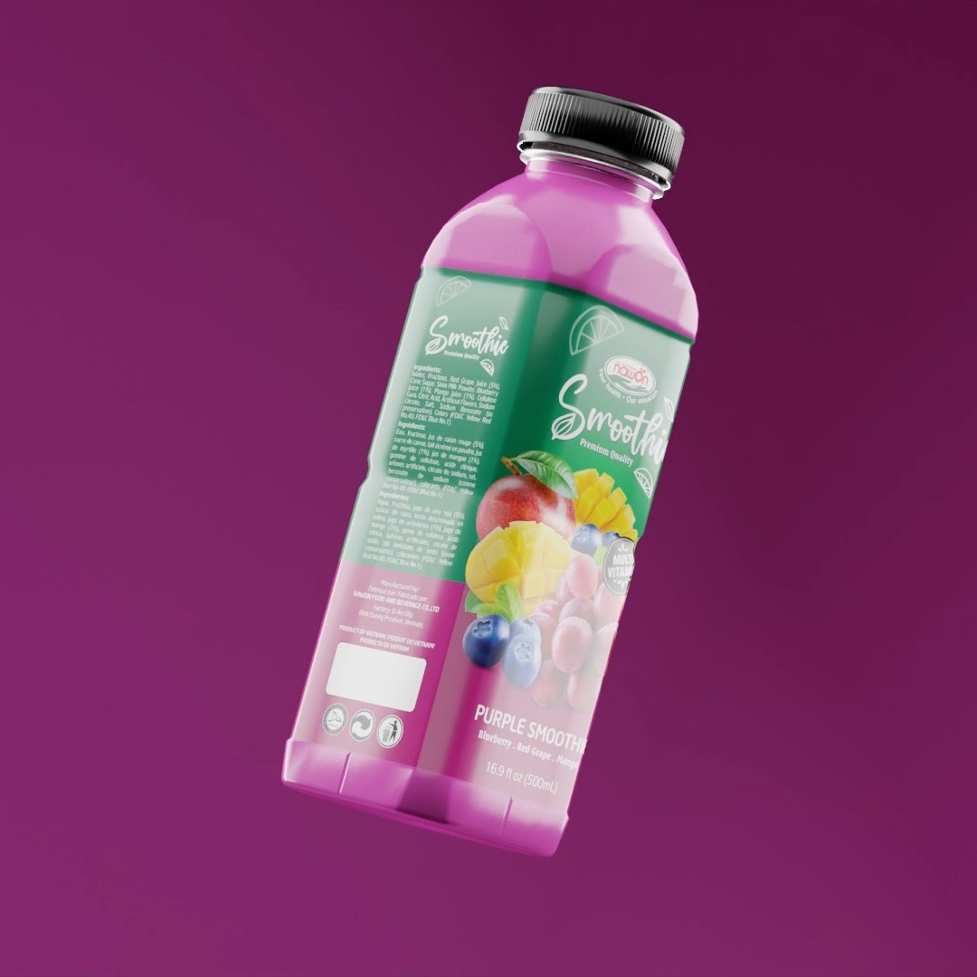 Purple Smoothie Drink 500ML PET Bottle NAWON Factory in Vietnam GMP ISO Wholesale Beverage Free Sample OEM ODM