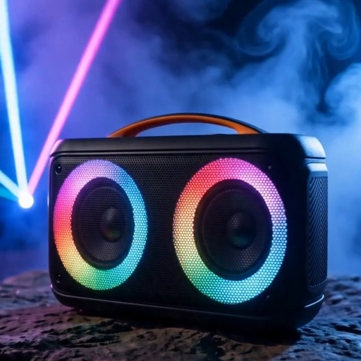 معدات صوت إكسين سماعة بلوتوث محمولة للحفلات مع USB/FM/AUX/ميكروفون وحزام كتف مثالي للمنزل/في الهواء الطلق/الحفلات/الهدايا
