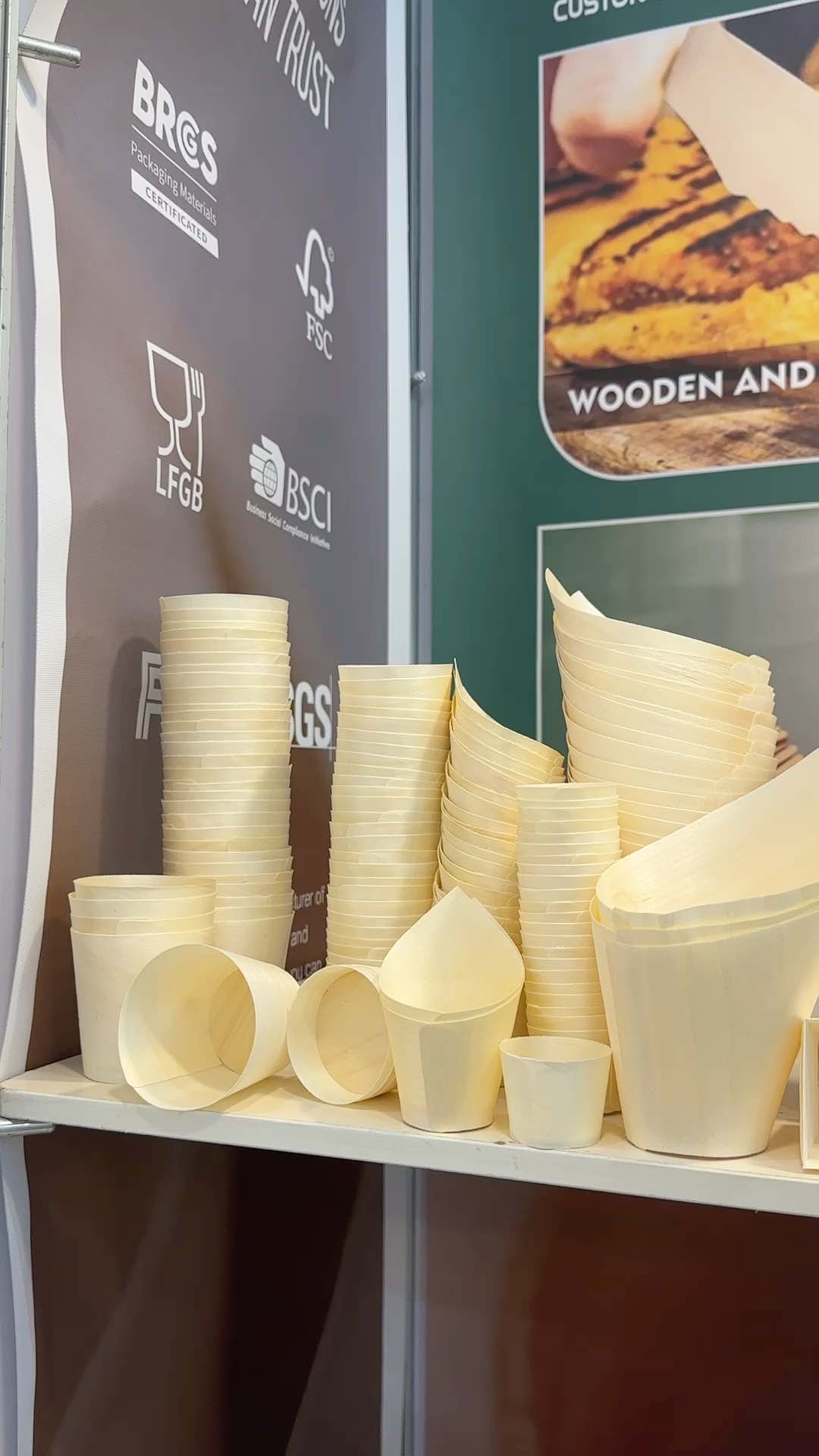 Proveedor de Vasos Desechables Biodegradables de Madera con Embalaje Personalizado para Todo Tipo de Salsas
